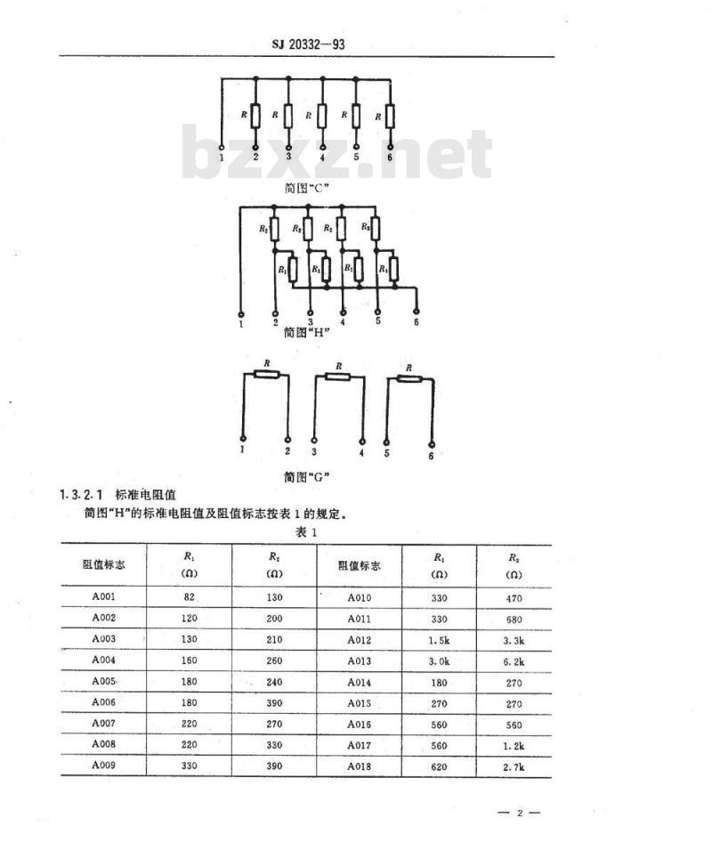 SJ 20332-1993 ＲＮ１０６１型膜固定电阻网络详细规范