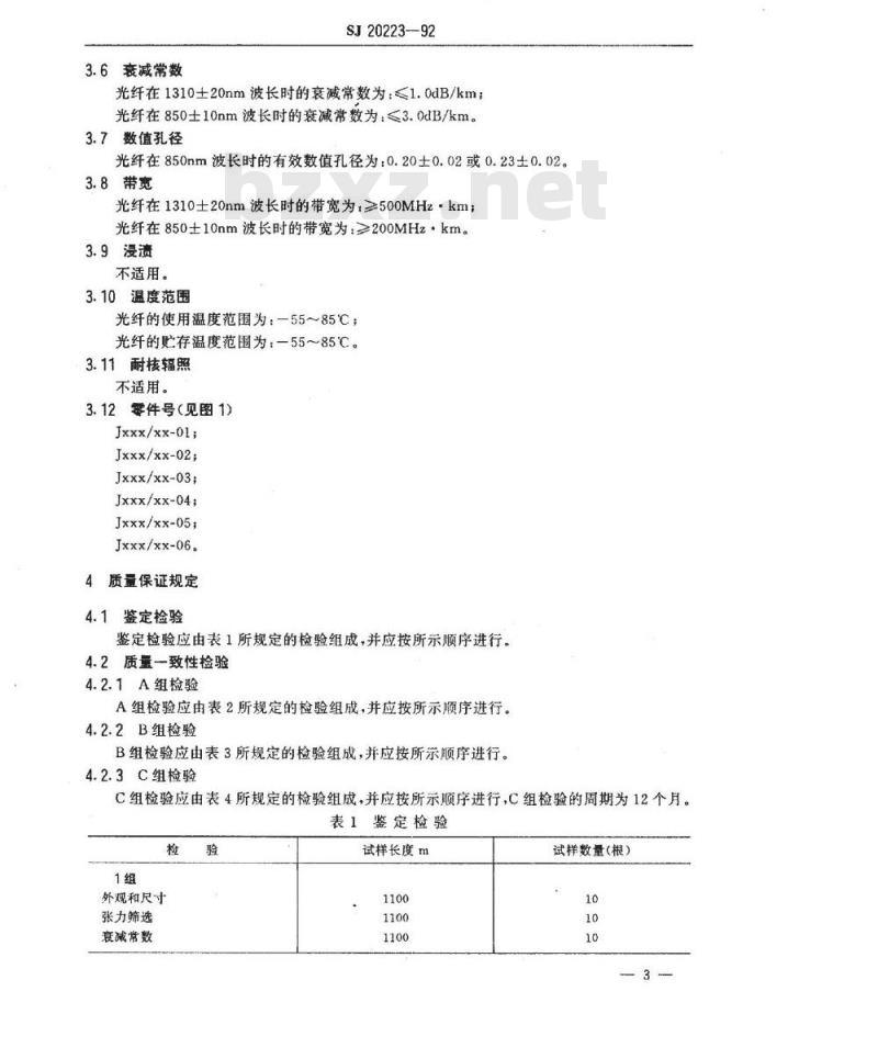 SJ 20223-1992 ５０／１２５μｍ多模光纤详细规范
