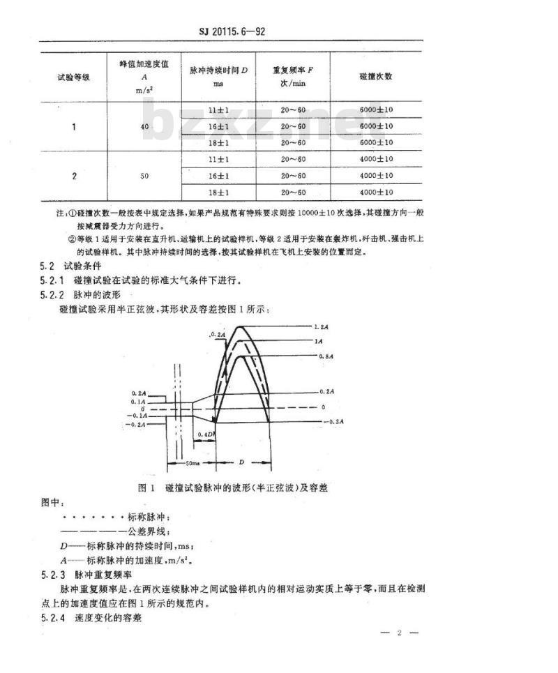 SJ 20115.6-1992 机载雷达环境条件及试验方法 碰撞试验