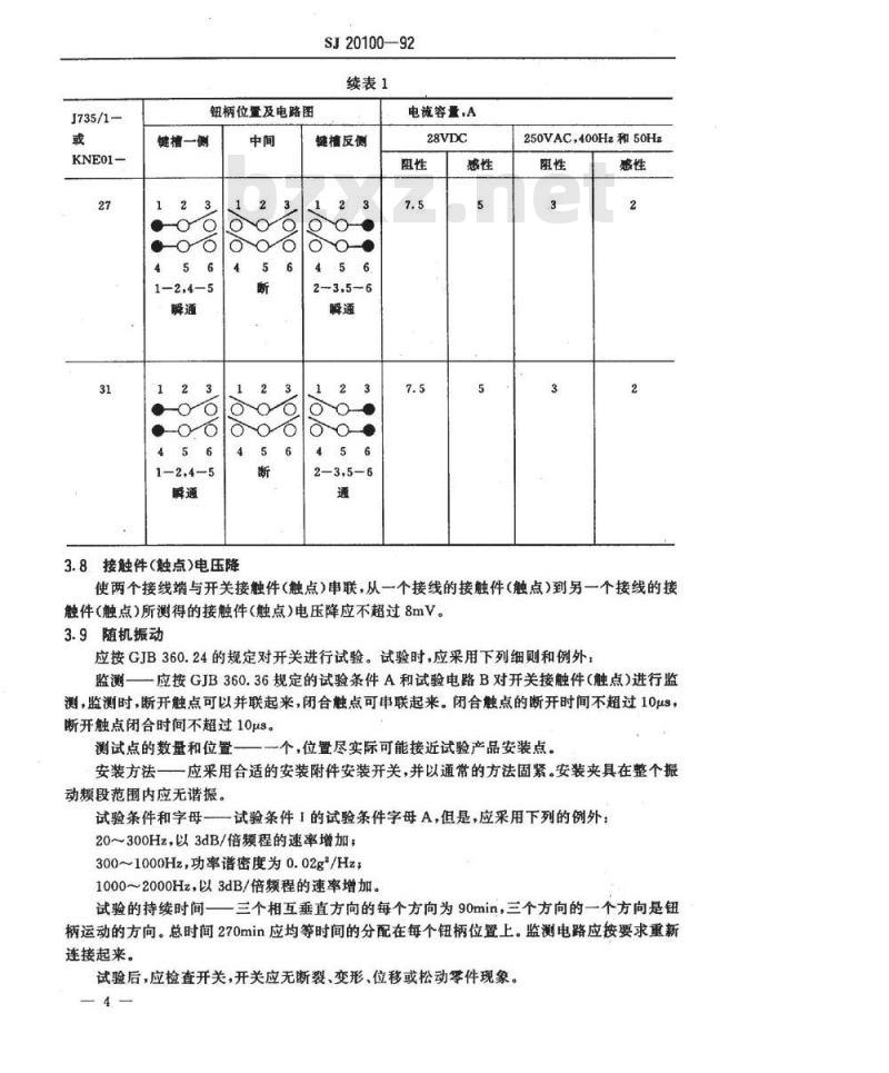 SJ 20100-1992 ＫＮＥ０１型环境密封钮子开关详细规范