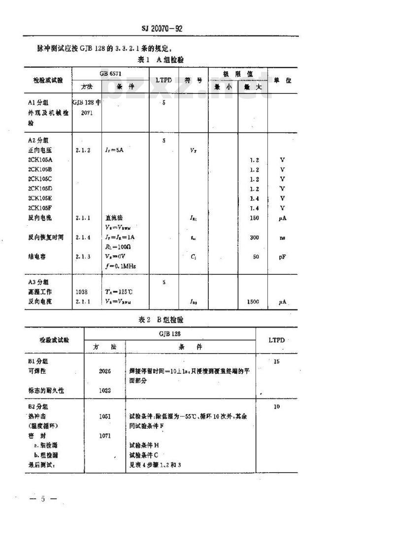 SJ 20070-1992 半导体分立器件 ２ＣＫ１０５型硅开关二极管详细规范
