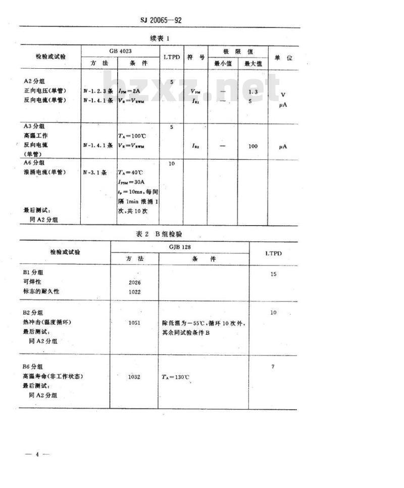 SJ 20065-1992 半导体分立器件 ＱＬ７２型硅三相桥式整流器详细规范
