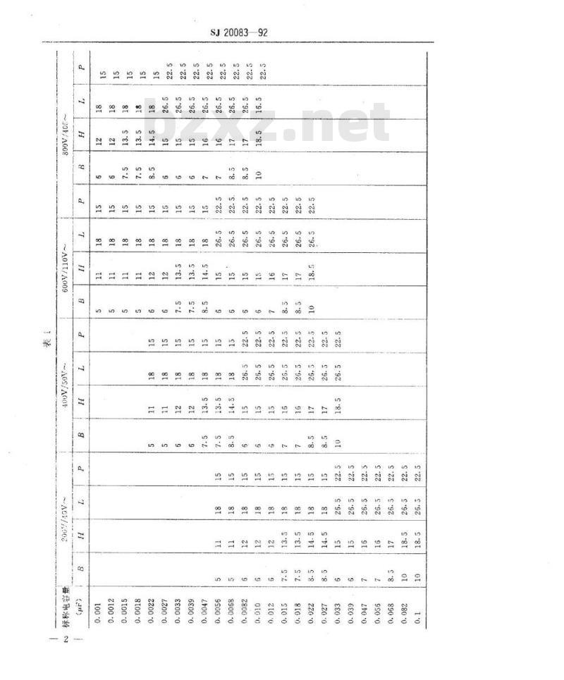 SJ 20083-1992 有可靠性指标的ＣＢＢＫ１１１型(非金属壳)聚丙烯膜介质直流固定电容器详细规范