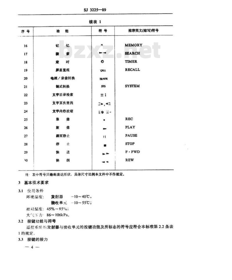 SJ 3225-1989 彩色电视广播接收机用遥控系统基本技术要求和类别