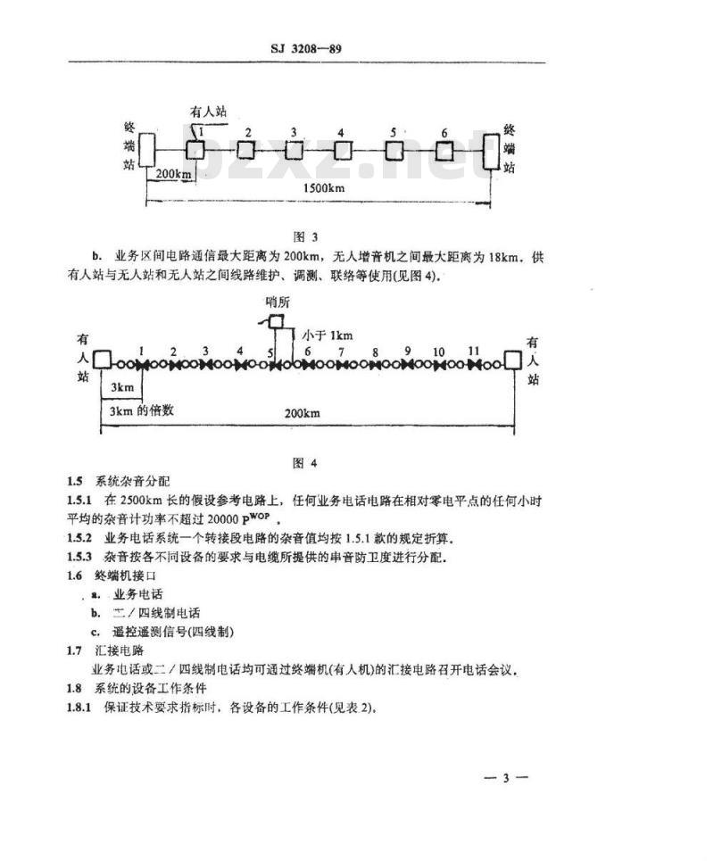 SJ 3208-1989 同轴电缆载波通信业务电话系统技术要求