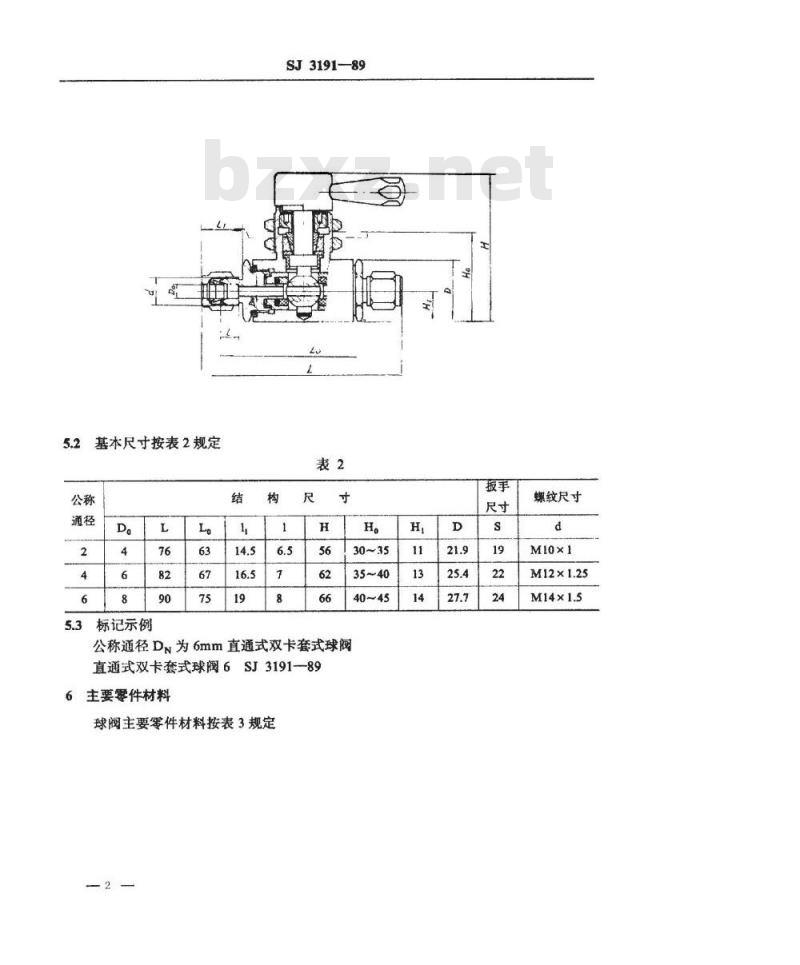 SJ 3191-1989 管路用双卡套式球阀