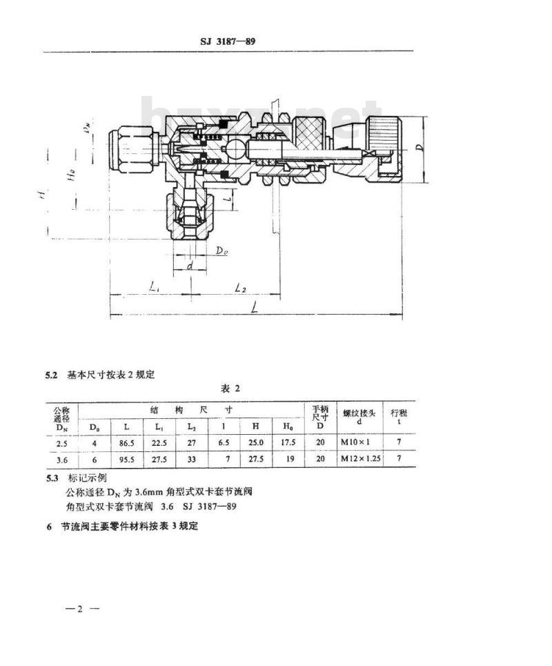 SJ 3187-1989 管路用双卡套式节流阀