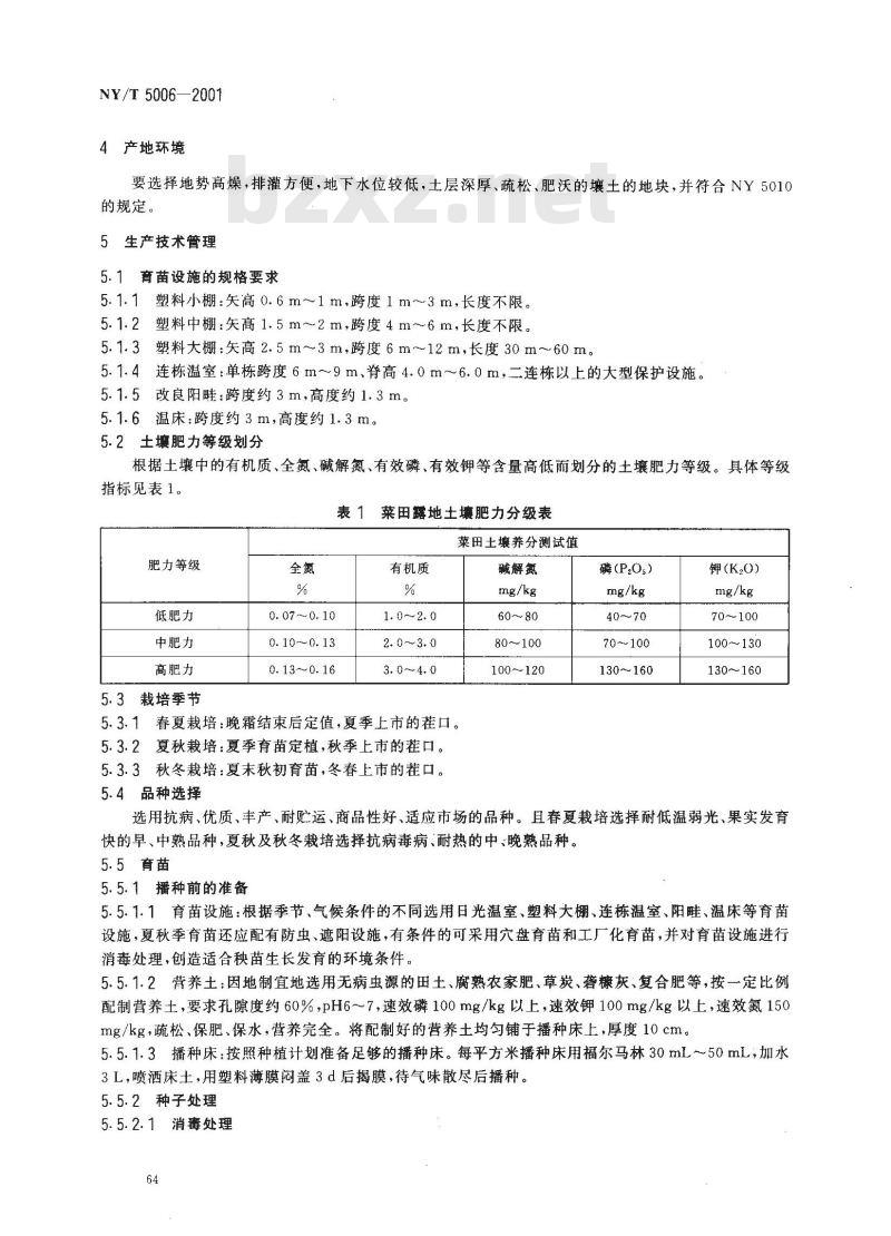 NY/T 5006-2001 无公害食品 番茄露地生产技术规程