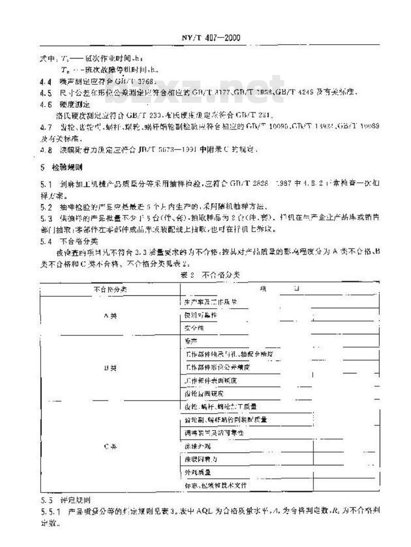NY/T 407-2000 剑麻加工机械产品质量分等