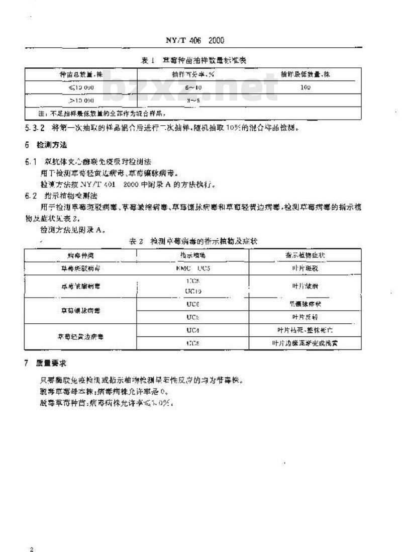 NY/T 406-2000 脱毒草莓种苗病毒检测技术规程