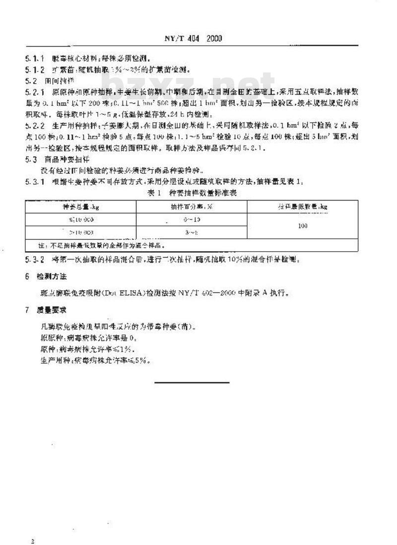 NY/T 404-2000 脱毒生姜种姜(苗)病毒检测技术规程