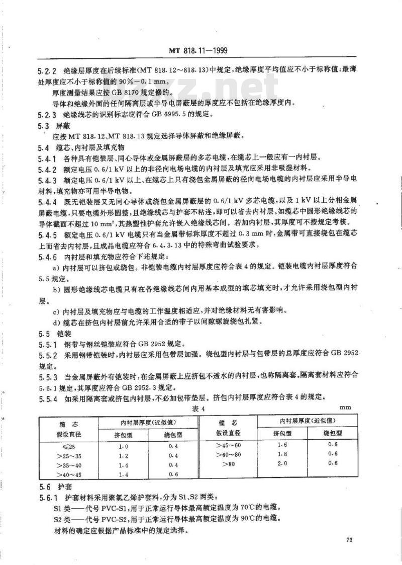 MT 818.11-1999 煤矿用阻燃电缆 第2单:煤矿用额定电压10kV及以下铜芯固定敷设阻燃电力电缆 第1部分:一般规定
