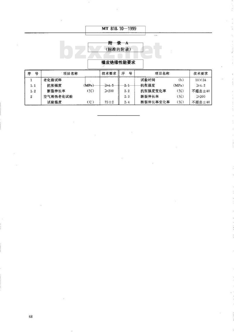 MT 818.10-1999 煤矿用阻燃电缆 第1单:煤矿用移动类阻燃软电缆 第10部分:煤矿用矿工帽灯线