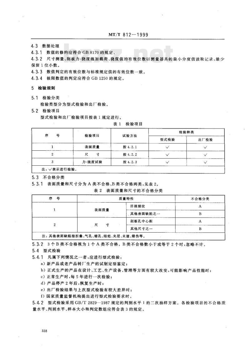 MT/T 812-1999 刮板输送机用刮板检验规范