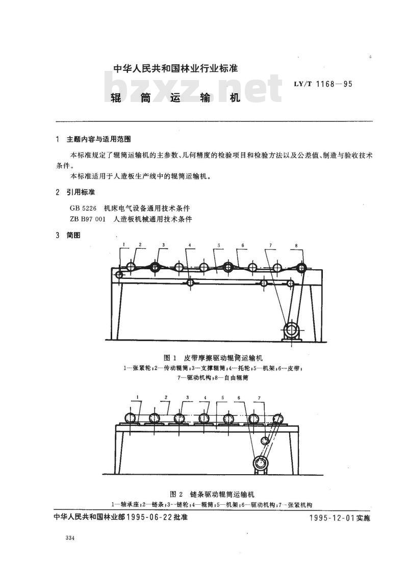 LY/T 1168-1995 辊筒运输机