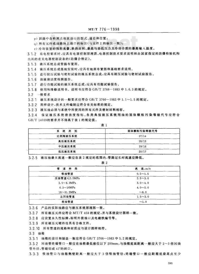 MT/T 776-1998 煤矿机械液压系统总成出厂检验规范