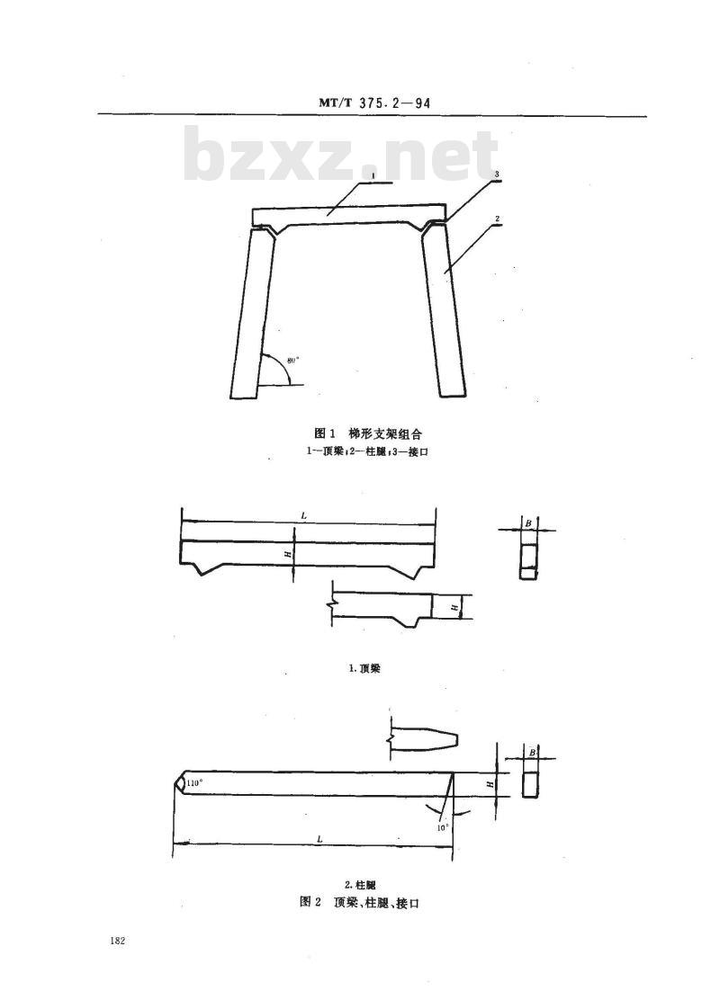 MT/T 375.2-1994 矿用菱镁混凝土制品 梯形支架技术条件