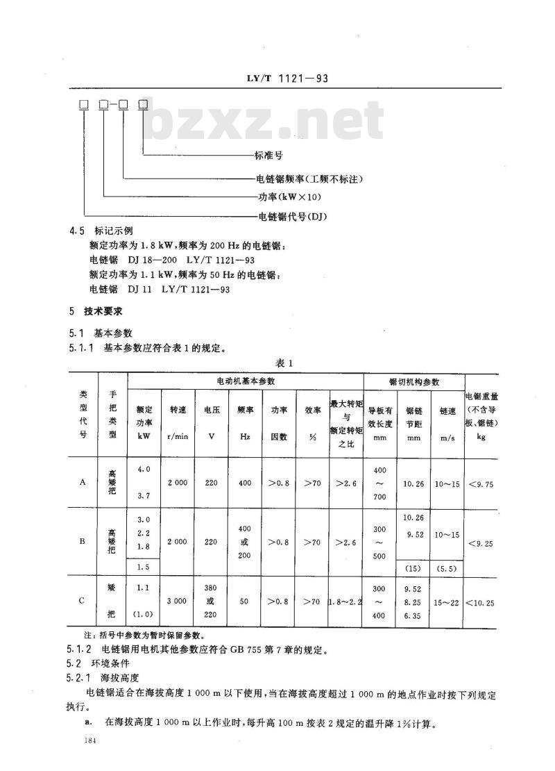LY/T 1121-1993 电链锯