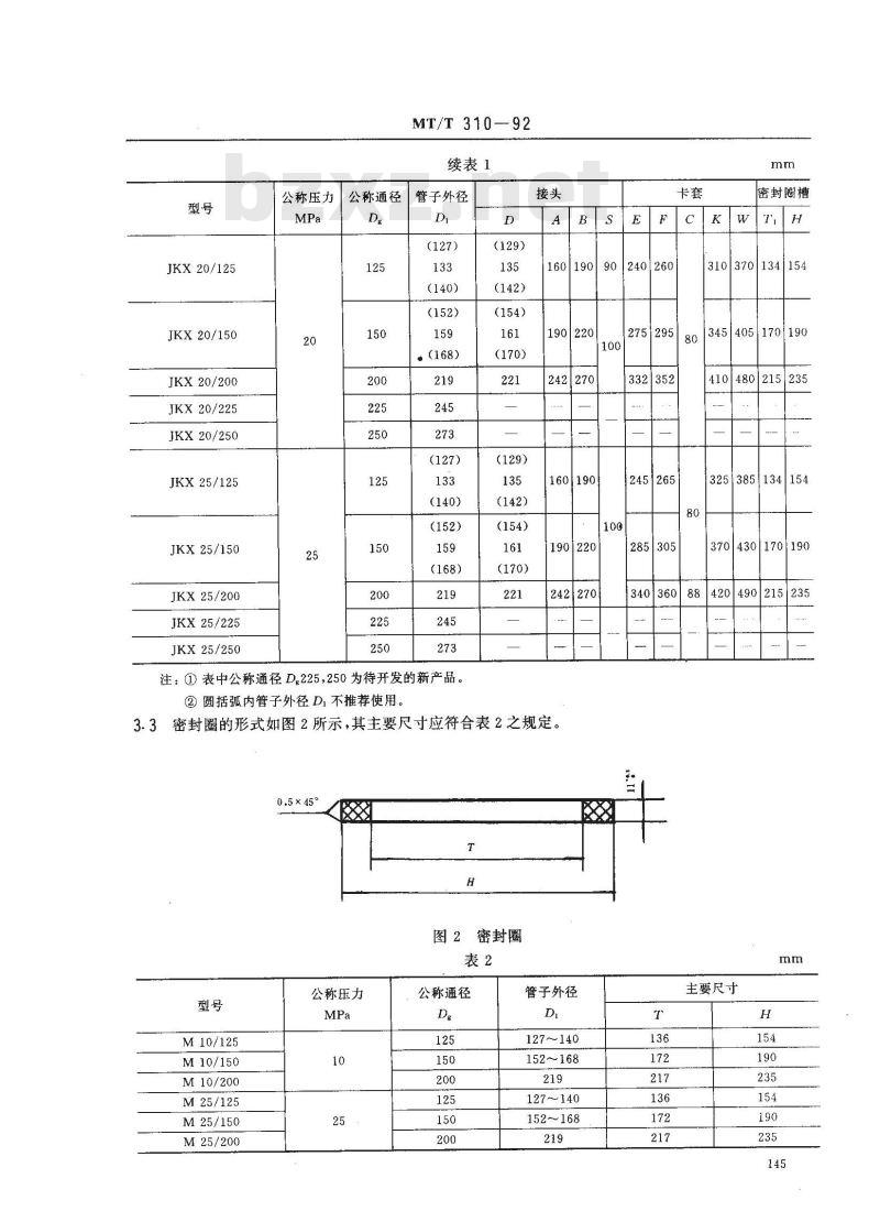 MT/T 310-1992 高压水管楔式快速接头
