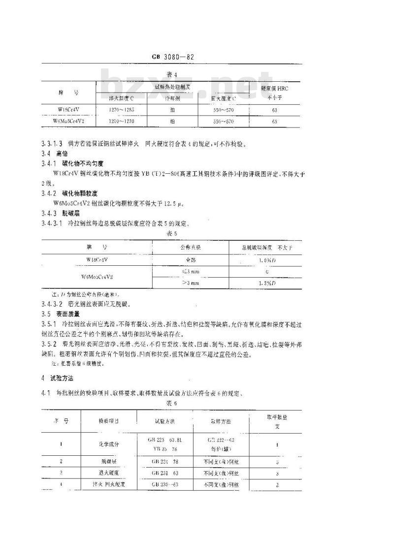 GB 3080-1982 高速工具钢丝