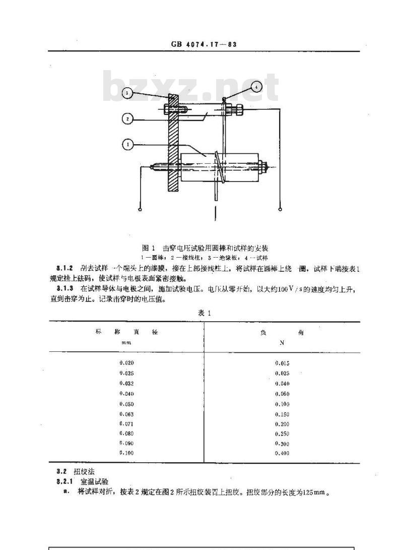 GB 4074.17-1983 漆包线试验方法 击穿电压试验 圆线