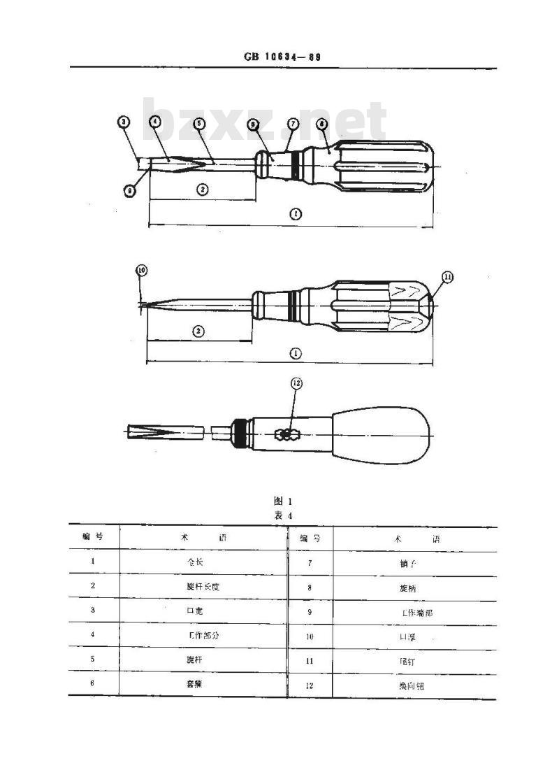 GB 10634-1989 螺钉旋具的命名与术语