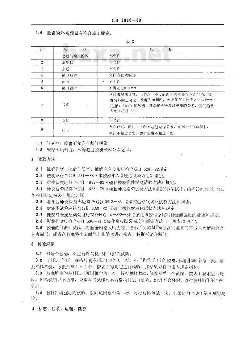 GB 3868-1983 液压-隔离式蓄能器胶囊技术条件