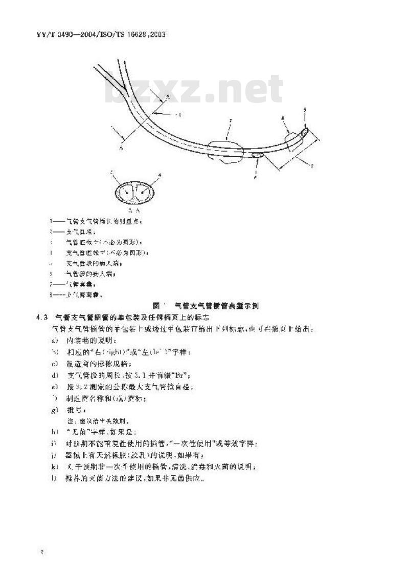 YY/T 0490-2004 气管支气管插管 推荐的规格标识合标签