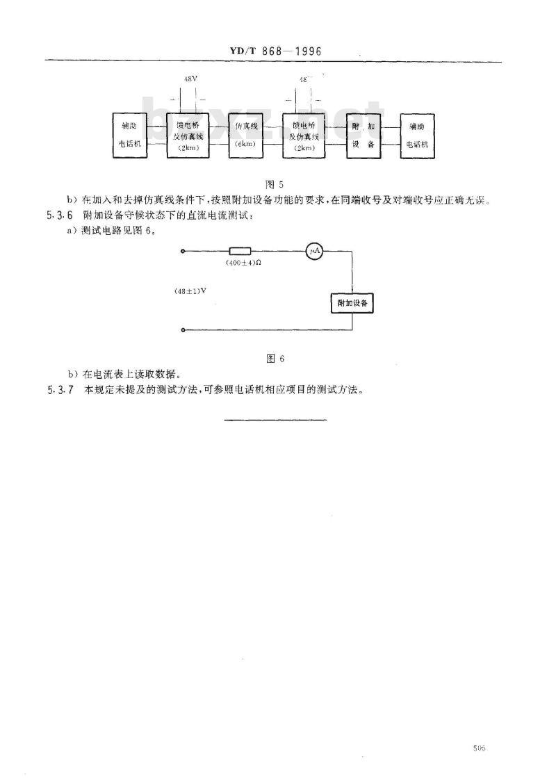 YD/T 868-1996 电话机附加设备进网技术要求及测试方法