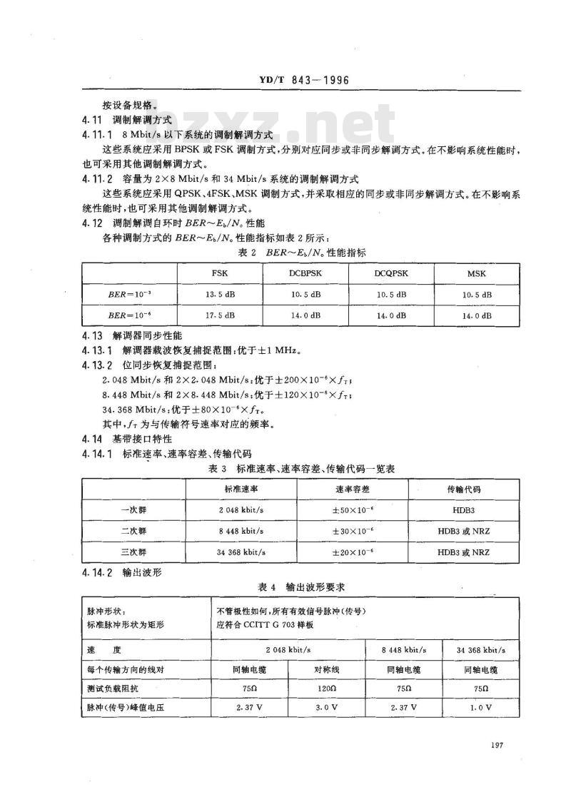 YD/T 843-1996 Ku波段中小容量数字微波接力通信系统技术要求和测量方法