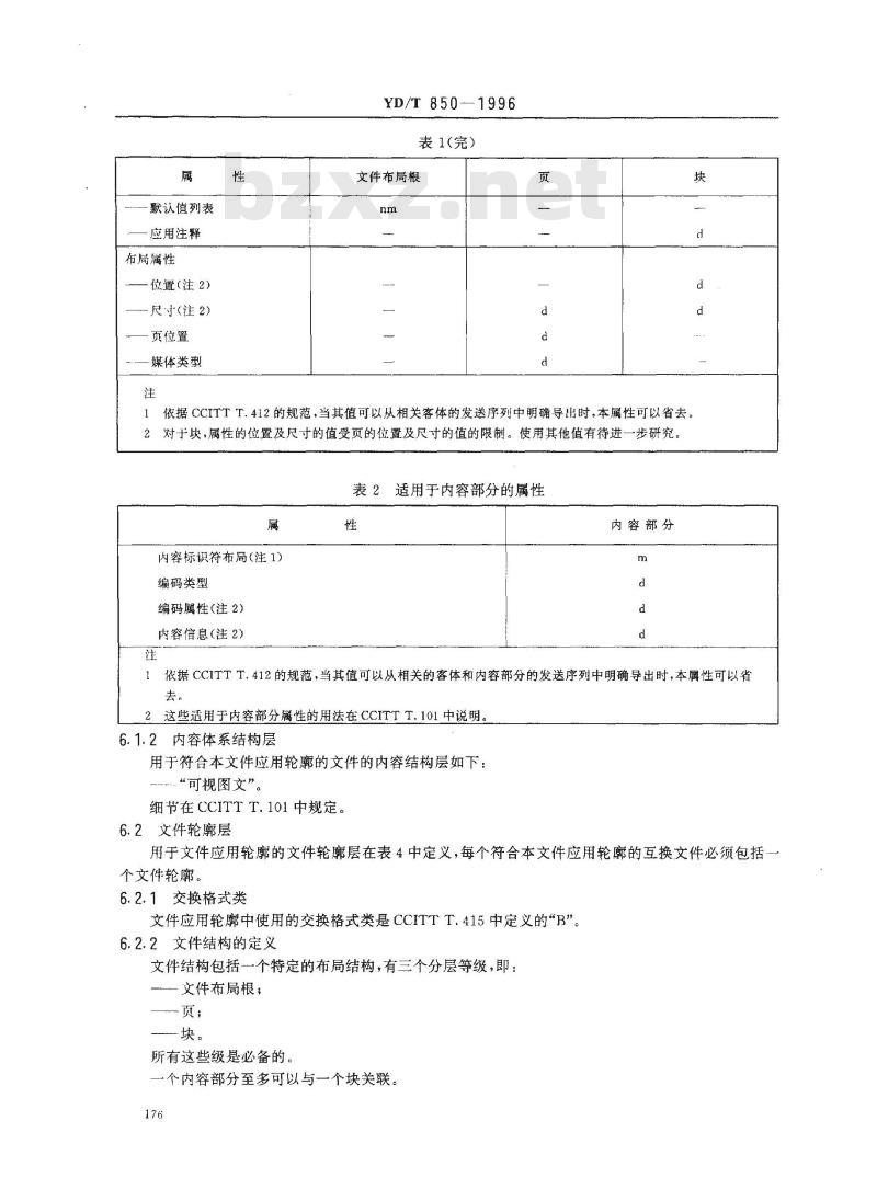 YD/T 850-1996 可视图文互通的文件应用轮廓