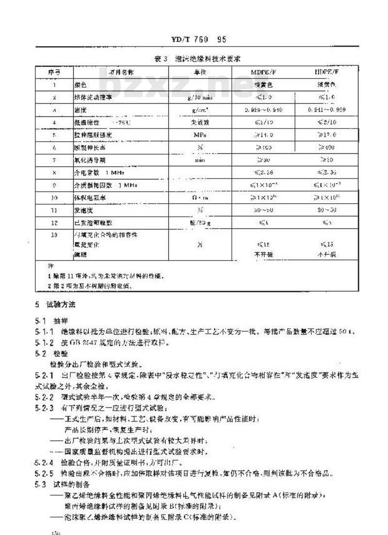 YD/T 760-1995 市内通信电缆用聚烯烃绝缘料