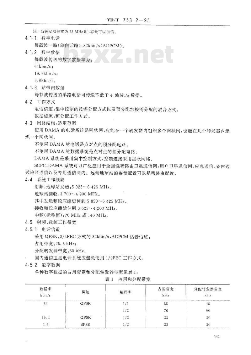 YD/T 753.2-1995 国内卫星通信32Kbit/s ADPCM SCPC话音VSAT系统进网技术要求