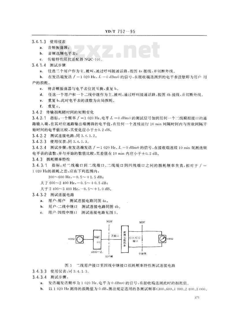 YD/T 752-1995 公用电话网局用模拟程控电话交换设备进网检测方法