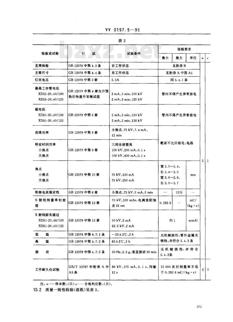 YY 0197.5-1995 医用X射线管详细规范 XD51-20、40/100和XD51-20、40/125旋转阳极X射线管