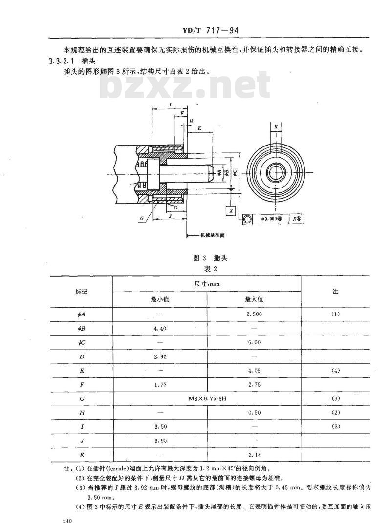 YD/T 717-1994 FC型单模光纤光缆活动连接器