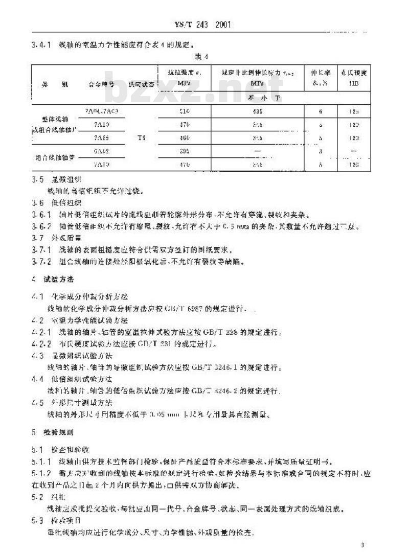 YS/T 243-2001 纺织经遍机用铝合金线轴