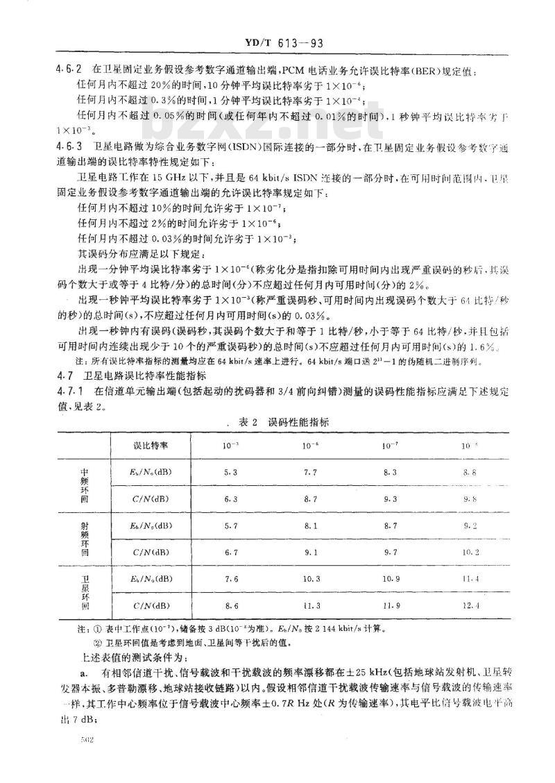 YD/T 613-1993 国内卫星通信TDM/QPSK/FDMA(2Mbit/s)系统进网技术要求