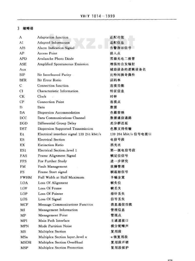 YD/T 1014-1999 STM-64光线路终端设备技术要求