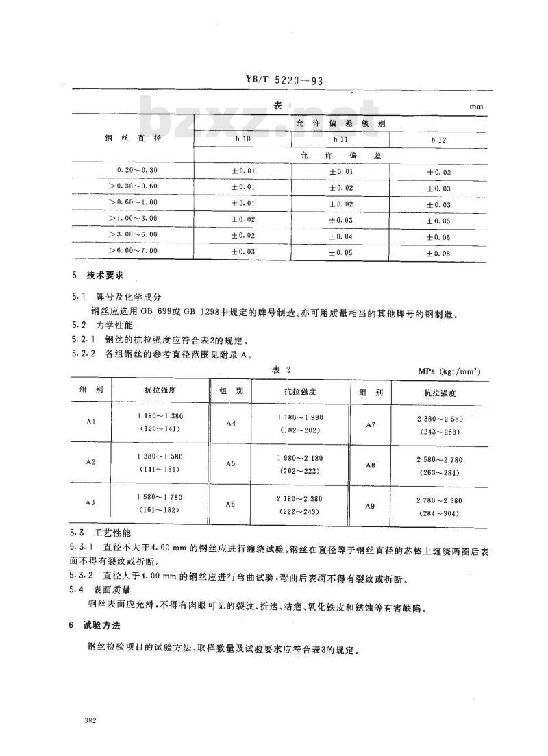 YB/T 5220-1993 非机械弹簧用碳素弹簧钢丝