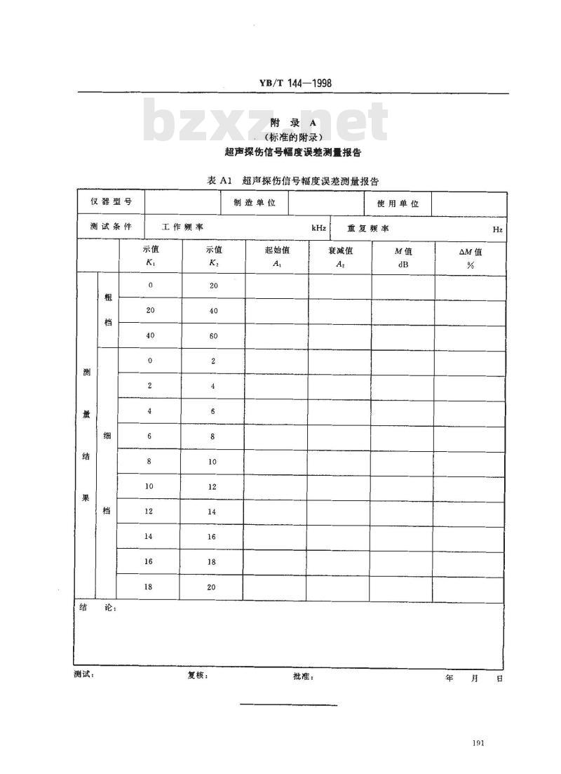 YB/T 144-1998 超声探伤信号幅度误差测量方法