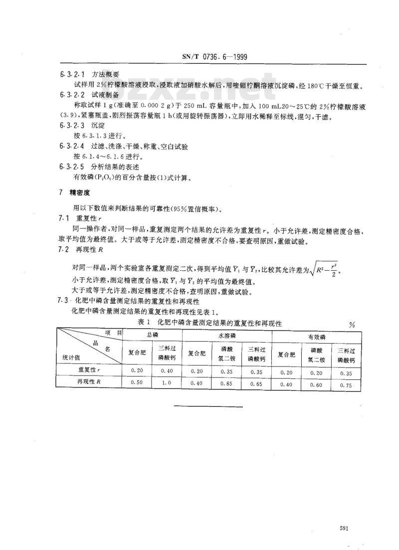 SN/T 0736.6-1999 进出口化肥检验方法 磷的测定