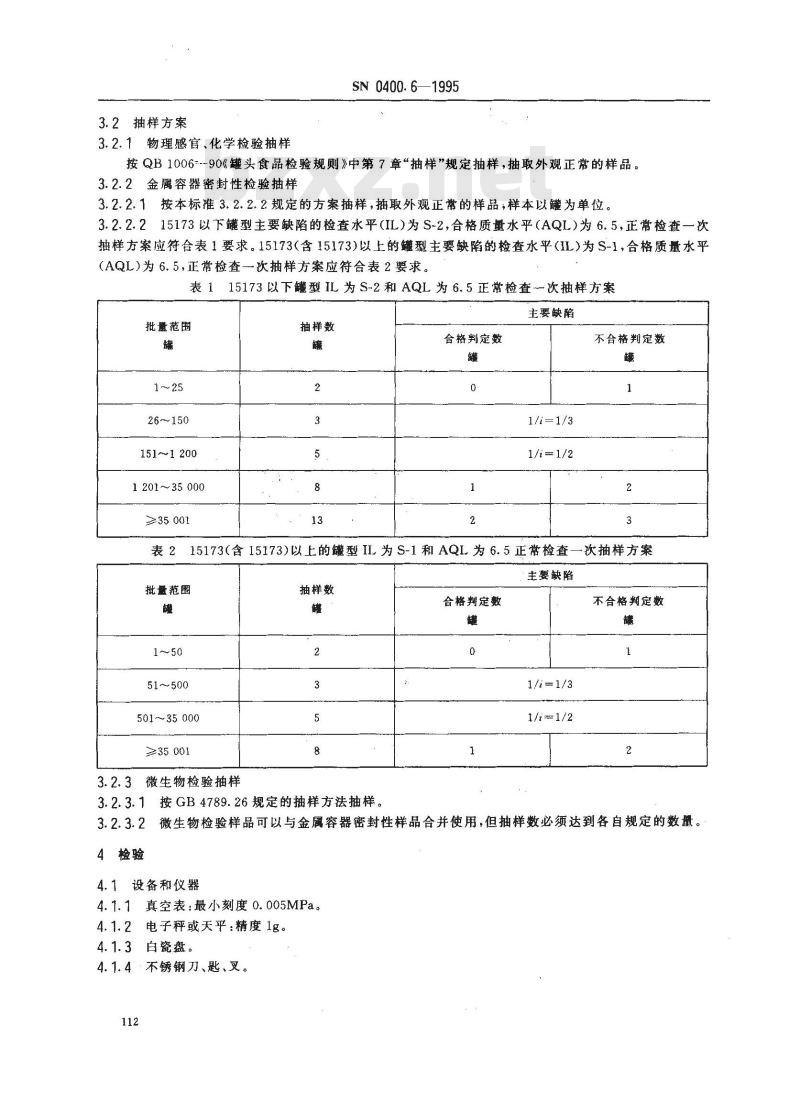 SN 0400.6-1995 出口罐头检验规程 成品