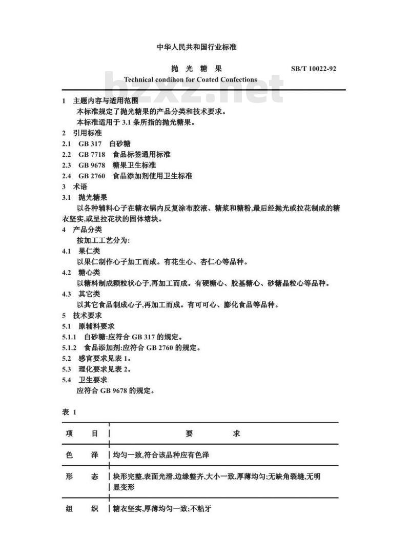 SB/T 10022-1992 抛光糖果