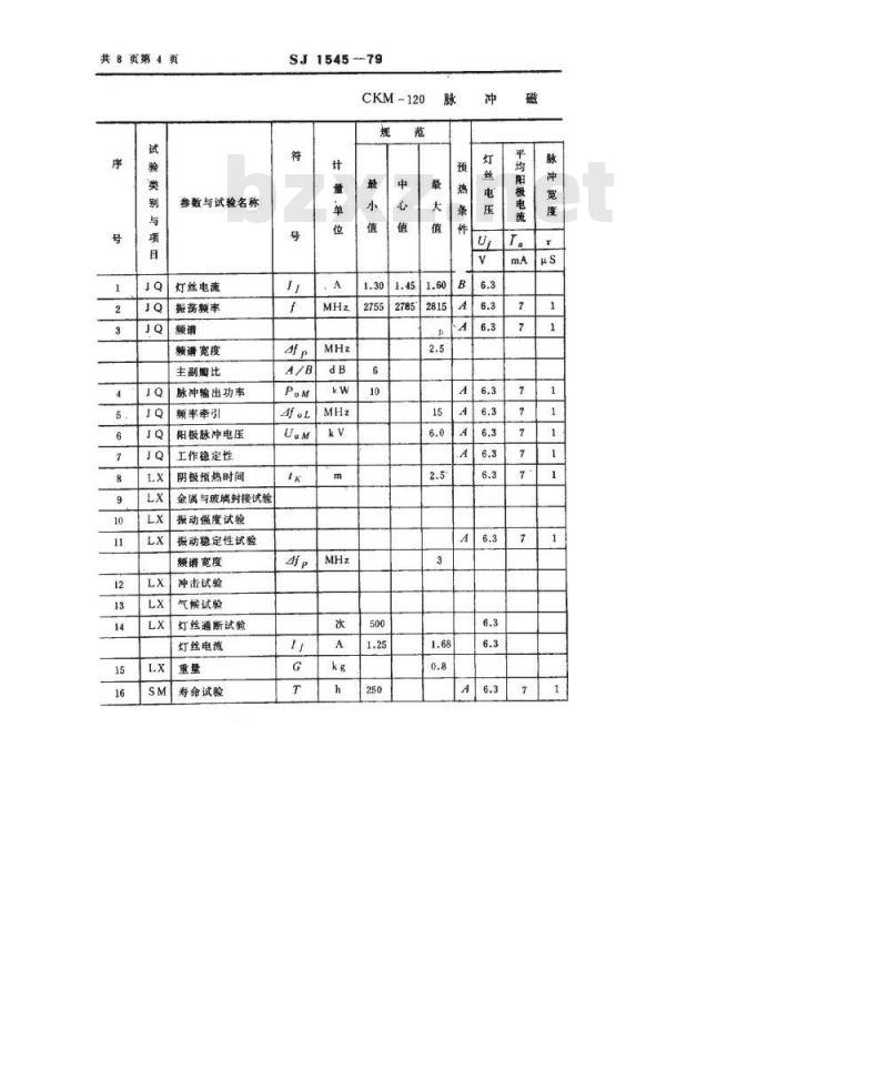 SJ 1545-1979 CKM-120型脉冲磁控管