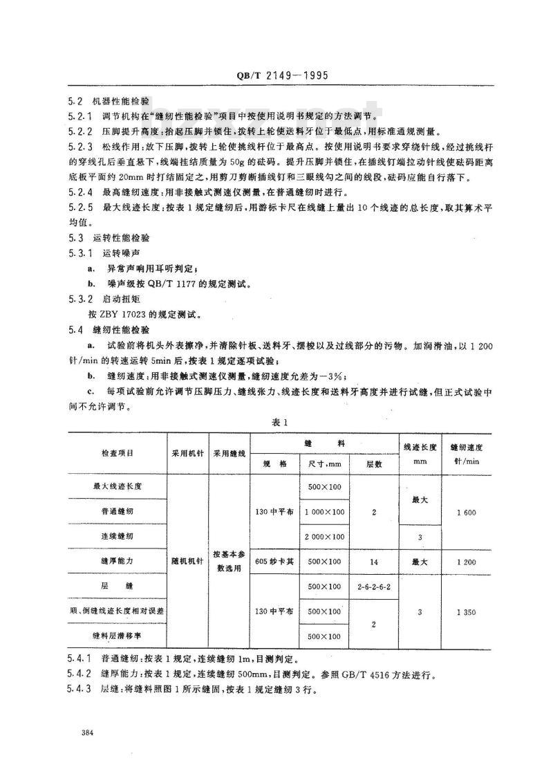 QB/T 2149-1995 工业用缝纫机 GB型平缝缝纫机机头