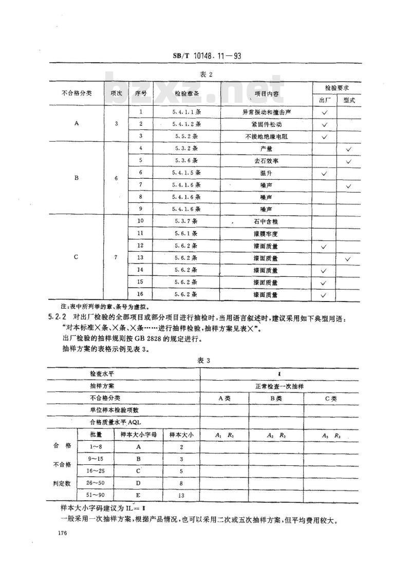 SB/T 10148.11-1993 粮油加工机械通用技术条件 产品检验规则