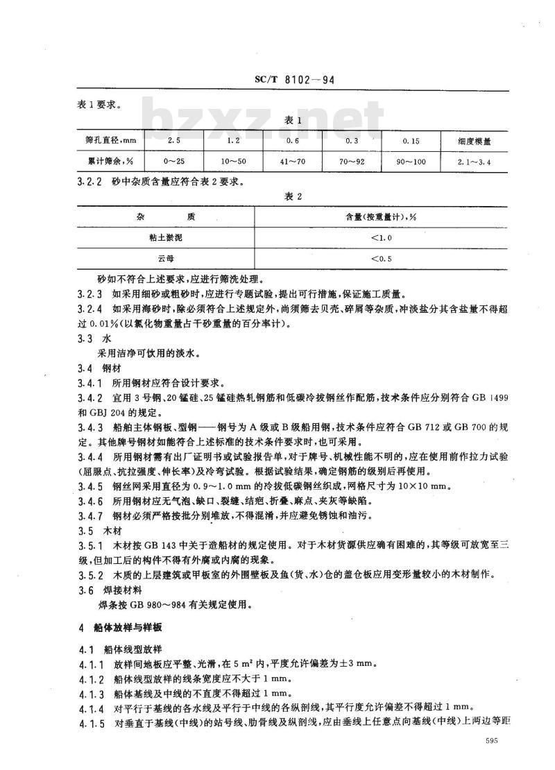 SC/T 8102-1994 钢丝网水泥海洋渔船工艺规程