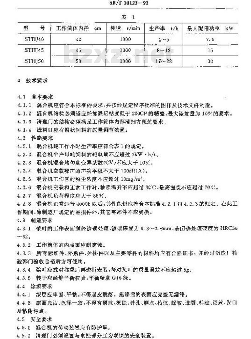 SB/T 10123-1992 桨叶糖蜜混合机