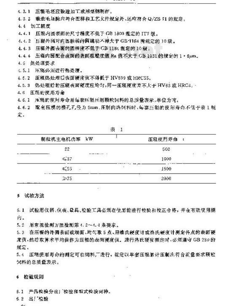 SB/T 10116-1992 环模制粒机 压辊